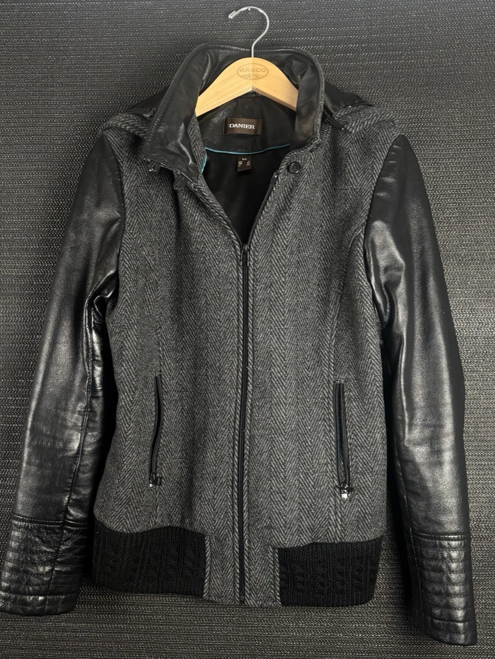 Danier Leather & Wool Jacket Small black, gray